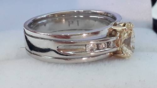 Platinum and 18k diamond ring