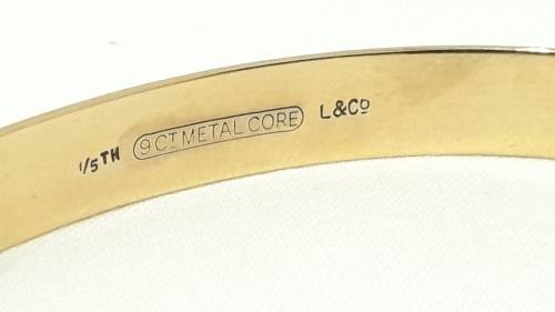 Vintage 9ct gold on Metal Core bangle