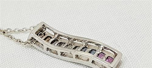 Sterling silver multicolored stone pendant on chain