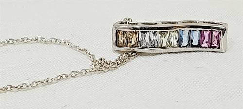 Sterling silver multicolored stone pendant on chain