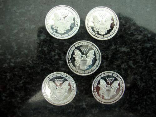 Lot of .999 Silver American Liberty 1 Gram Coins - 5x Coins - One bid takes all.