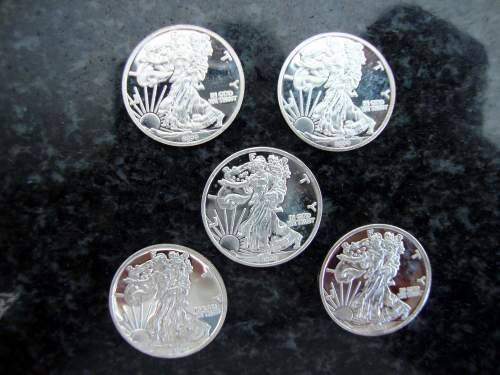 Lot of .999 Silver American Liberty 1 Gram Coins - 5x Coins - One bid takes all.