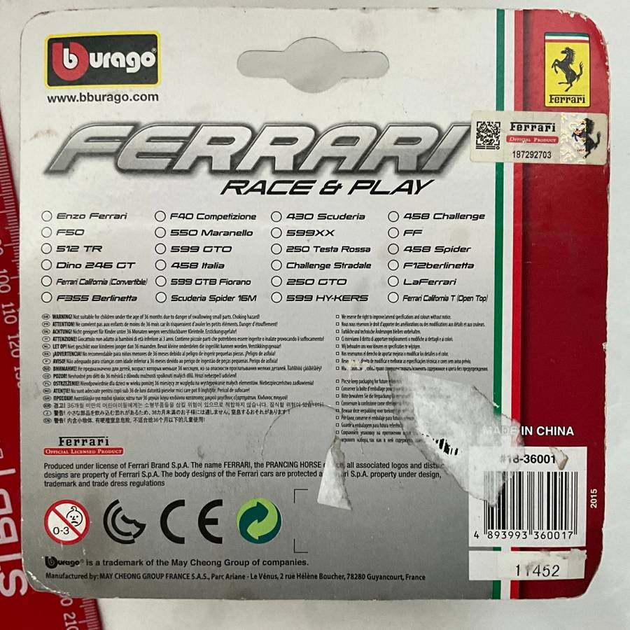 Still boxed Bburago Ferrari race and play model car (458 Challenge)
