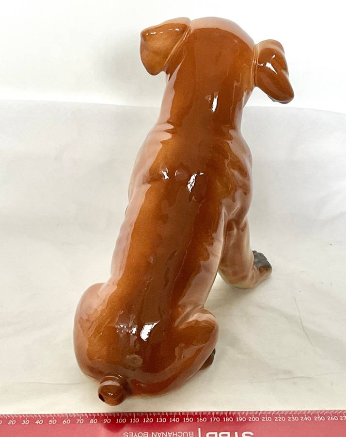 Large ceramic seated boxer dog (looks handpainted and ready for mischief!)