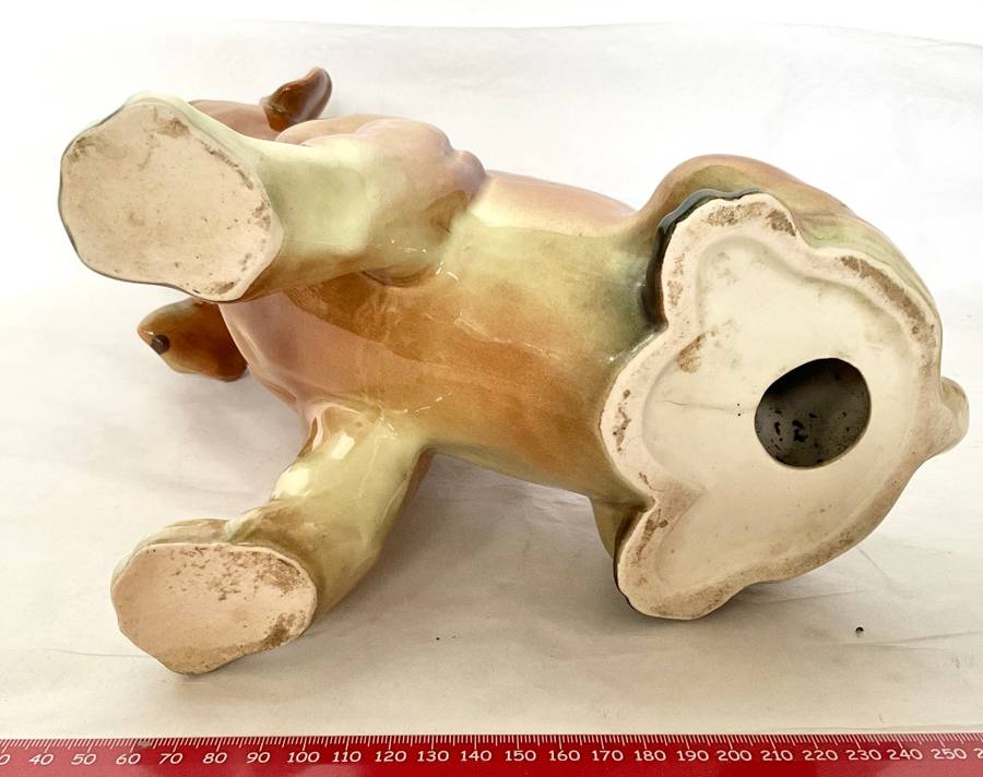 Large ceramic seated boxer dog (looks handpainted and ready for mischief!)