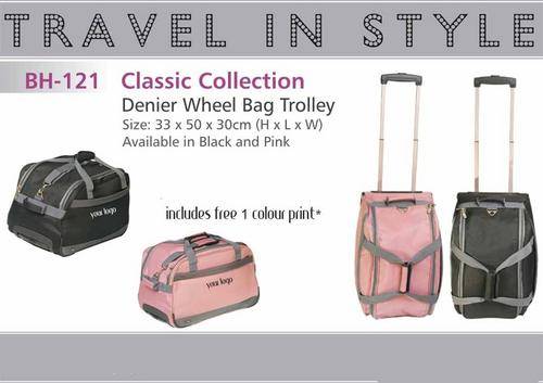 Travel Cabin Luggage Trolley Overnight Bag with wheels in Black
