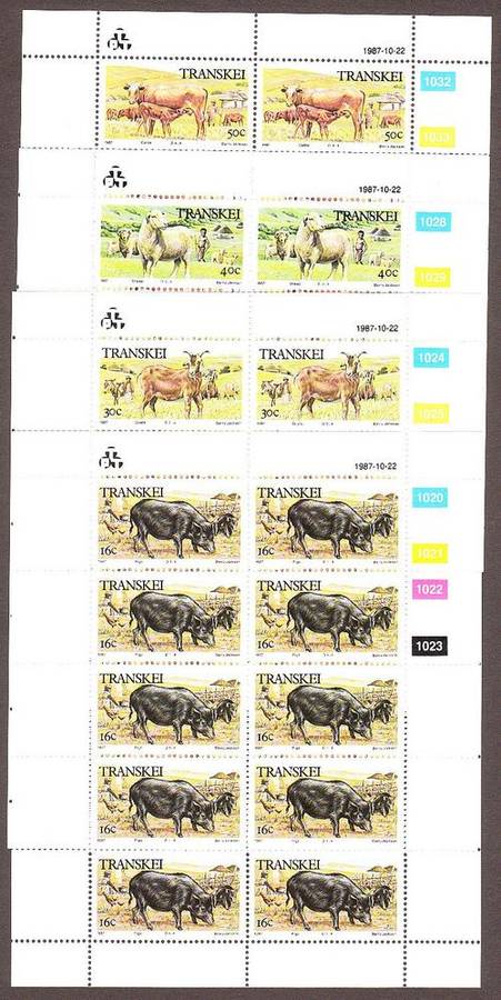 1987  Domestic Animals  Set Of 4 Full Sheets.  **