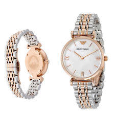 NEW EMPORIO ARMANI CLASSIC LADIES WATCH ROSE GOLD SILVER MOTHER OF PEARL WATCH 100% AUTHENTIC