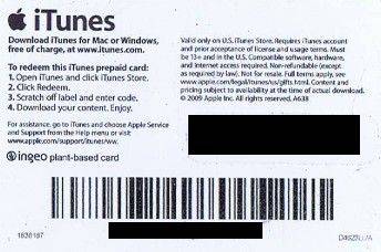 $ 25 APPLE iTUNES GIFT CARD SCAN