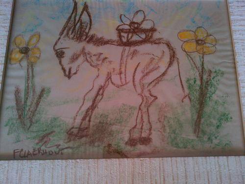 Stunning A3 claerhout old on paper Mixed Media Donkey