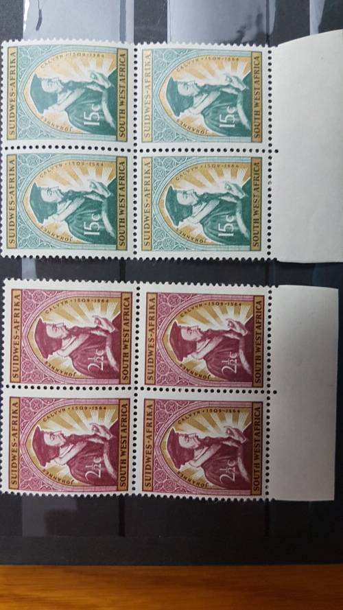 SWA  1964 400th Anniversary of Calvins Death MNH C/Blocks of 4 SACC 225-226