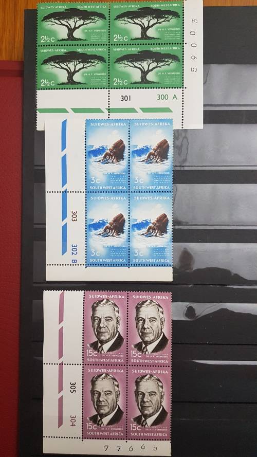 SWA  1967 Commemoration of Dr Verwoerd MNH C/Blocks of 4 SACC 231-233