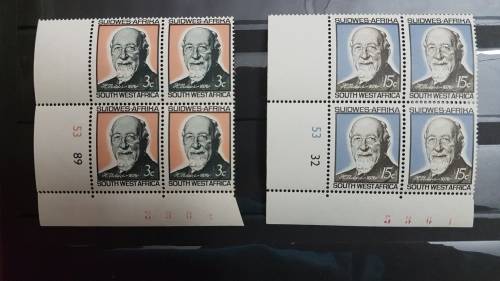 SWA  1966  90th Birthday of Dr Vedder MNH C/Blocks of 4 SACC 229-230