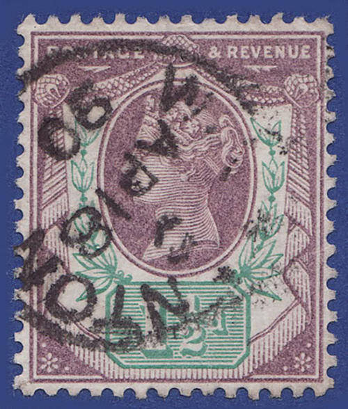 ***QUEEN VIC 1887 1-1/2d DULL PURPLE&PALE GREEN SG 198 V. F.USED*SUPERB CDS & VERY GOOD COLOUR****
