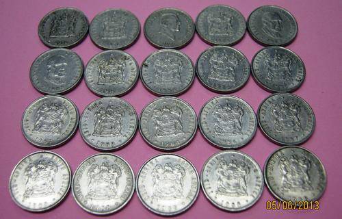 OLD RSA 5 CENT COINS IN FINE CONDITION (TWENTY IN TOTAL)