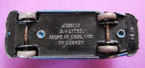 SCARCE NO 65A "JAGUAR" 3.4 LITRE SALOON FROM MATCHBOX LESNEY, ENGLAND. NOT DINKY OR CORGI.