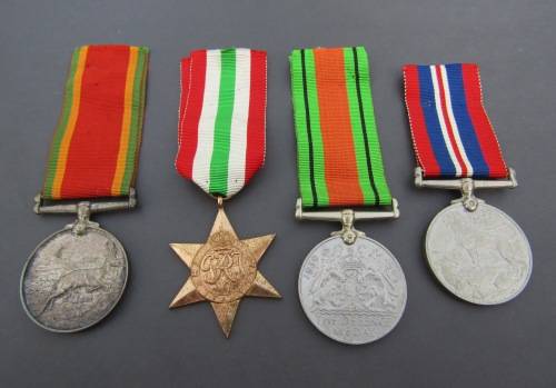 GROUP OF FOUR WW2 MEDALS FOR NO 543688 G. J. OTTO. ORIGINAL AND UNMOUNTED.