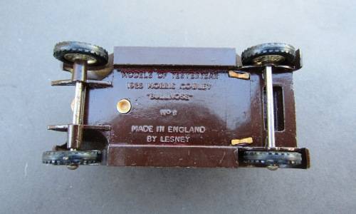 MINT DIE-CAST METAL OXFORD BULLNOSE IN BROWN BY `LESNEY MATCHBOX` FROM ENGLAND. NOT DINKY TOY.