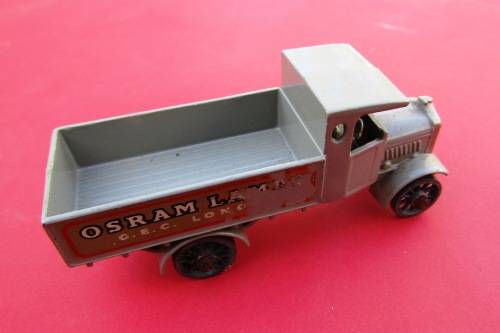 NEAR MINT VINTAGE DIE-CAST METAL `OSRAM` TRUCK IN GREY BY `LESNEY MATCHBOX` FROM ENGLAND. NOT DINKY.
