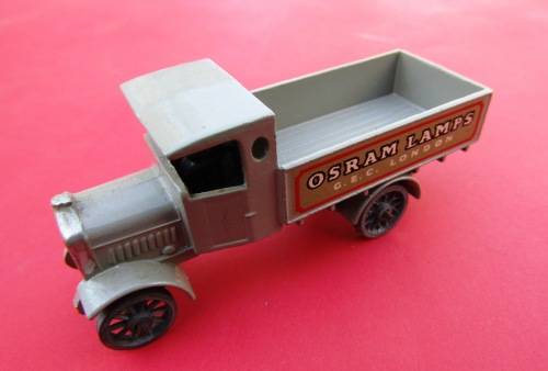 NEAR MINT VINTAGE DIE-CAST METAL `OSRAM` TRUCK IN GREY BY `LESNEY MATCHBOX` FROM ENGLAND. NOT DINKY.