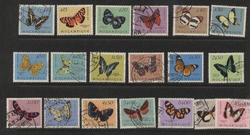 MOZAMBIQUE  1953 BUTTERFLIES GOOD SELECTION