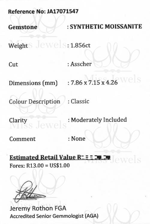 1.856ct Classic Asscher Moissanite