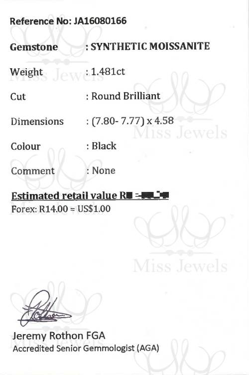 1.481ct Black Moissanite