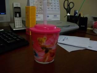 TINKERBELL PLASTIC CUP WITH STRAW - 3D PIC 8.5CM