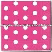 Pink and white 3 ply polka dot serviettes - 20 per pack - perfect for minnie party
