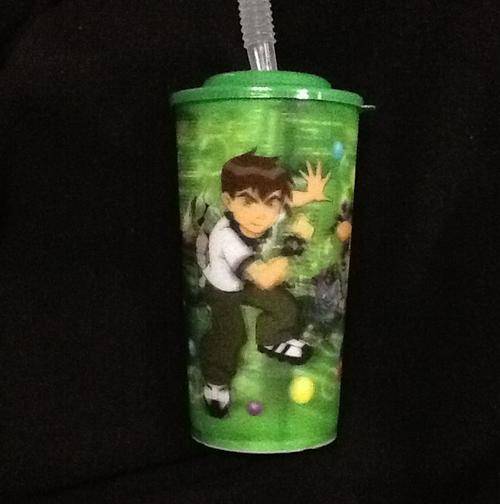 Ben 10 PLASTIC CUP WITH STRAW - 3D PIC - 14cm - great party favor