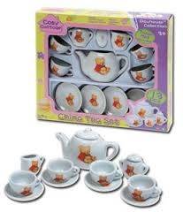 Mini porcelain teddy bear tea set - 13 pieces