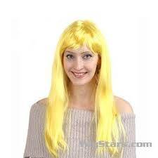 Yellow  wig long hair - dress up - smurfette