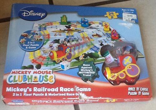 Pack bit damaged mickey mouse railroad  - 2 in 1 floor puzzle & motorized race game -was R150
