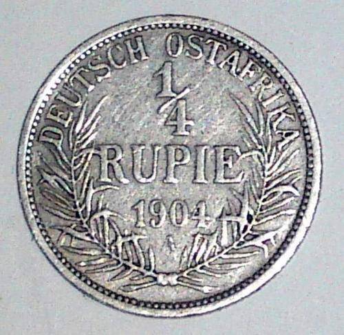 1904 German East Africa 1/4 Rupie Coin