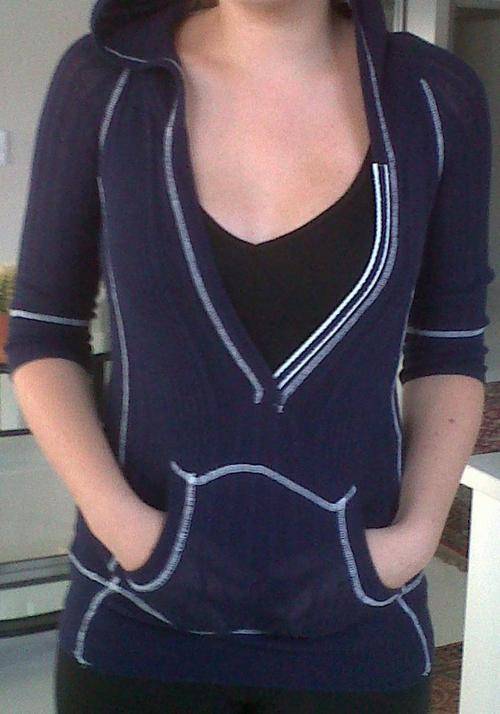 3/4 Sleeve BLACK hoody jersey - Medium