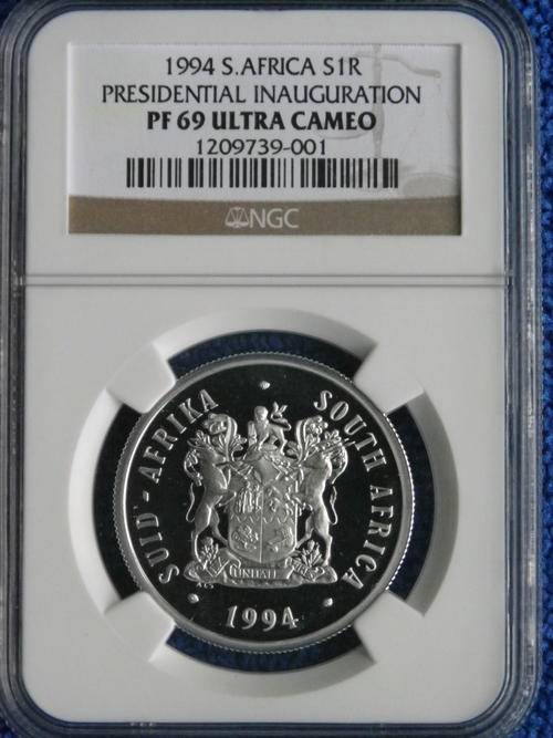 MANDELA NGC GRADED SILVER R1 INAUGURATION PF69 ULTRA CAMEO