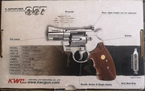 KWC 357 MAGNUM 2.5` CO2 BB GUN | CHROME | 4.5mm /.177 CAL
