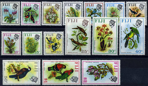 Fiji, 1971, Sc305-320(16), Birds Flowers Definitive Stamps