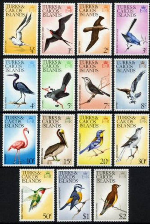 Turks & Caicos Islands, 1977, Sc265-279(15), MNH, Bird Stamps
