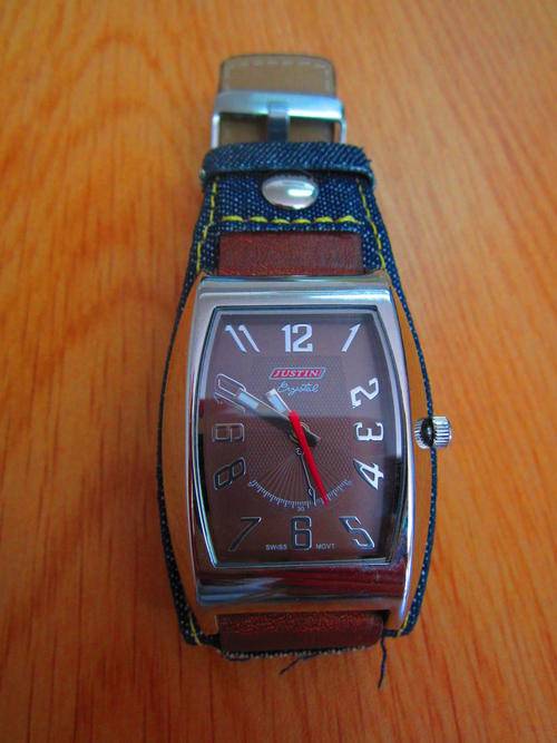 Denim and leather Justin Crystal Men/boys watch