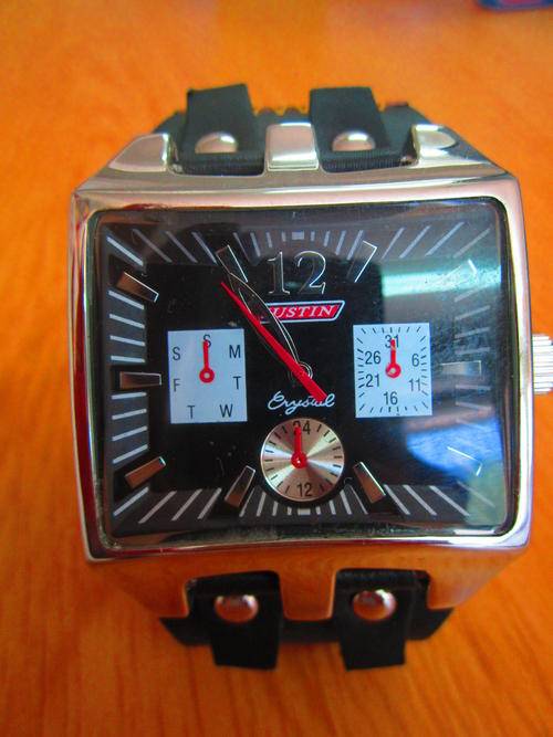 Brown and Black Leather Justin Crystal Men's/Boy's Watch