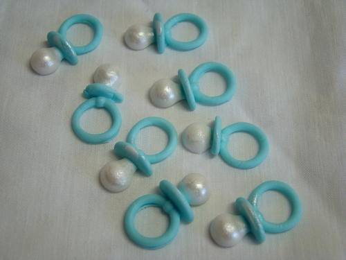 Edible blue baby dummies cake decorations