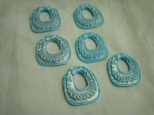 Edible medium blue baby bibs cake decorations
