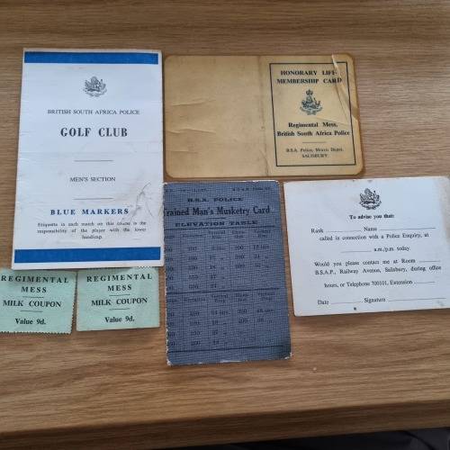 RHODESIA, BSAP INTERESTING OFFICIAL SMALL DOCS