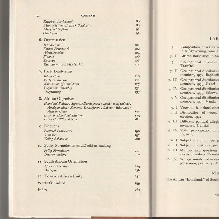 AFRICAN POLITICS IN SOUTH AFRICA 1964-1974 PARTIES AND ISSUES