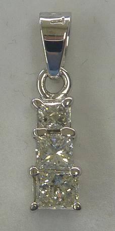 **GLITTERING [R28411]** PRINCESS CUT DIAMOND [0.500ct] PENDANT [WHITE GOLD] -  BUY SAFE