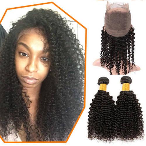 Brazilian Hair/Peruvian Hair 200g with a 360 Closure (Body/Straight/Curly/Kinky Curly)
