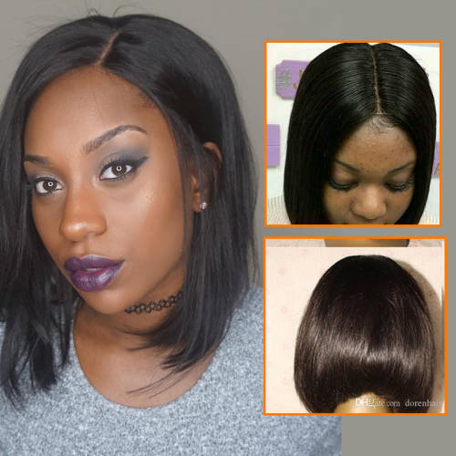 Human Virgin Hair Brazilian / Peruvian  Human Hair BOB LACE WIG (2-4 days` delivery)