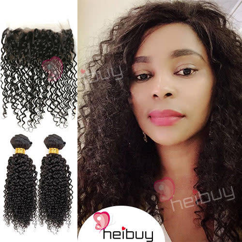 Malaysian Hair-- with 360 Lace Closure Curly