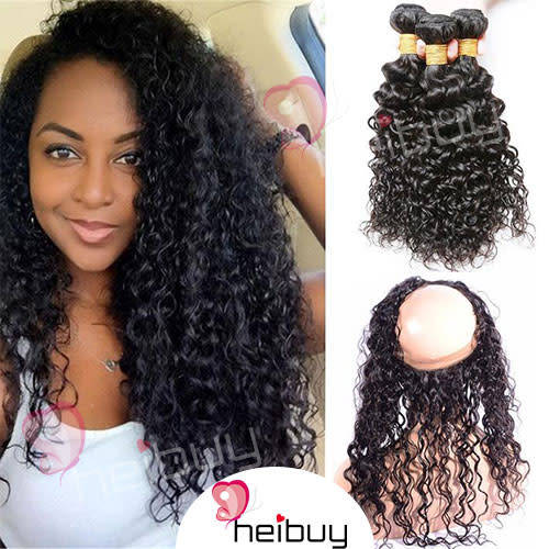 Malaysian Hair-- with 360 Lace Closure Curly